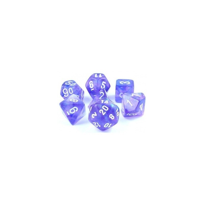 CHX27577 Borealis Polyhedral Purple/white Luminary 7-Die Set