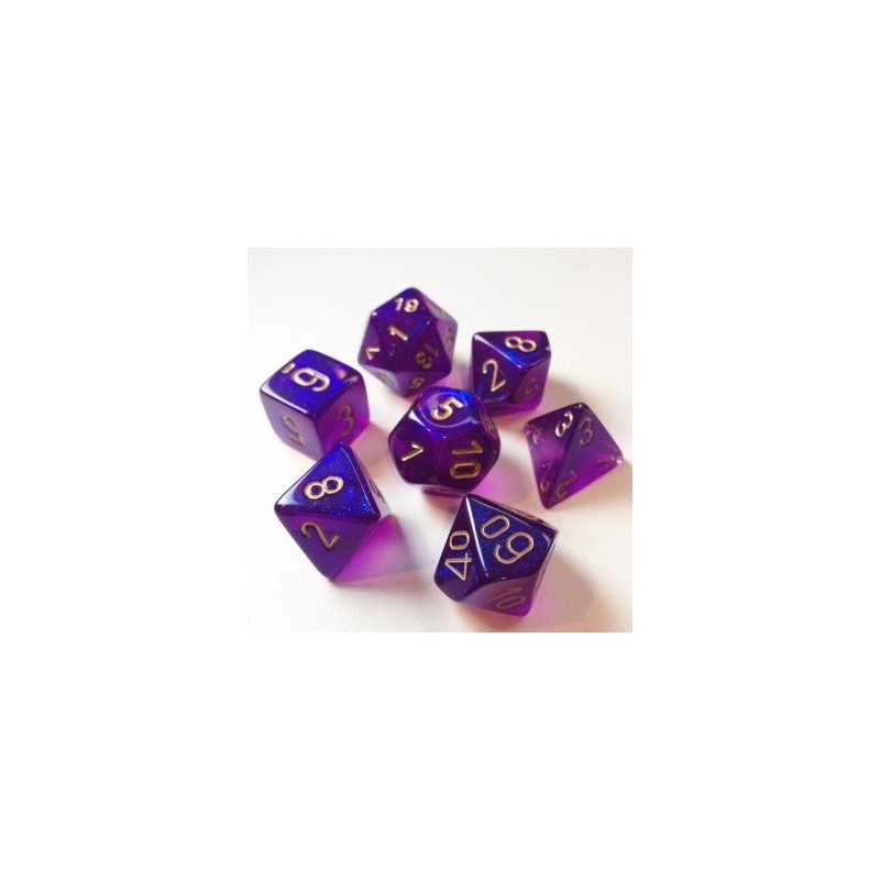 CHX27587 Borealis Polyhedral Royal Purple/gold Luminary 7-Die Set