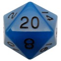 35mm Mega Acrylic D20 - Glow in the Dark - Blue with Black Numbers
