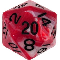 35mm Mega Acrylic D20 Combo Attack Red White w Black Numbers