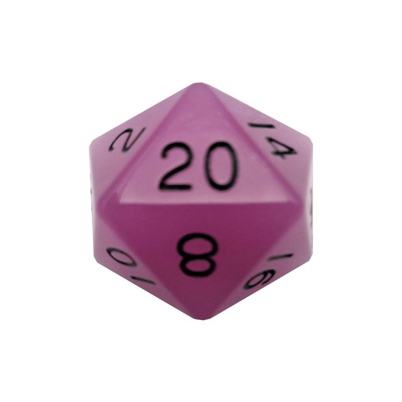 35mm Mega Acrylic D20 - Glow in the Dark - Purple with Black Numbers