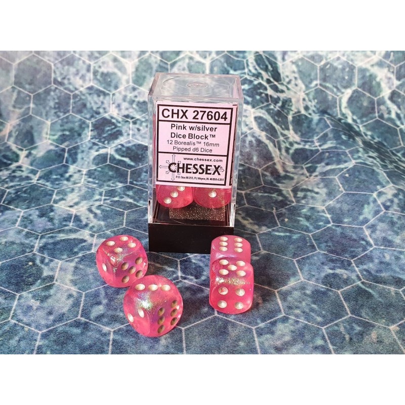 CHX27604 Borealis Pink/sølv  12 stk. 16mm d6