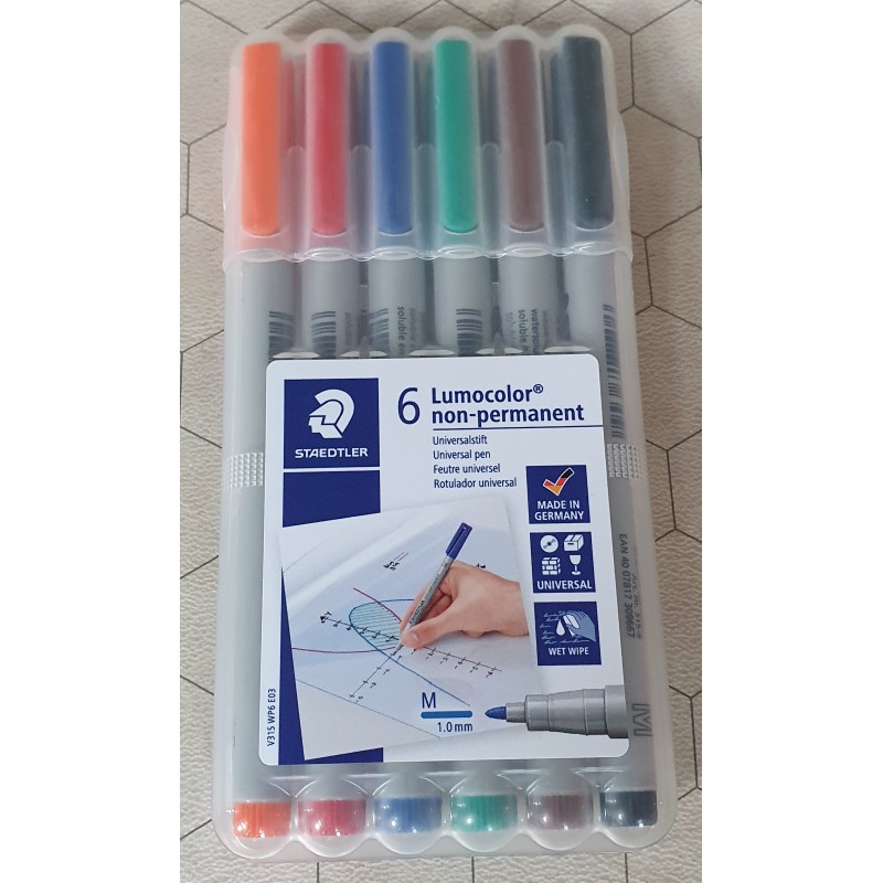 Wet wipe Lumocolor tusch sæt (6 farver)