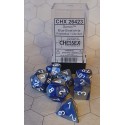 CHX26423 Gemini Polyhedral 7-Die Set - Blue-Steel w/white