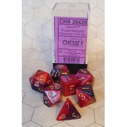 CHX26426 Gemini Polyhedral 7-Die Set - Purple-Red w/Gold