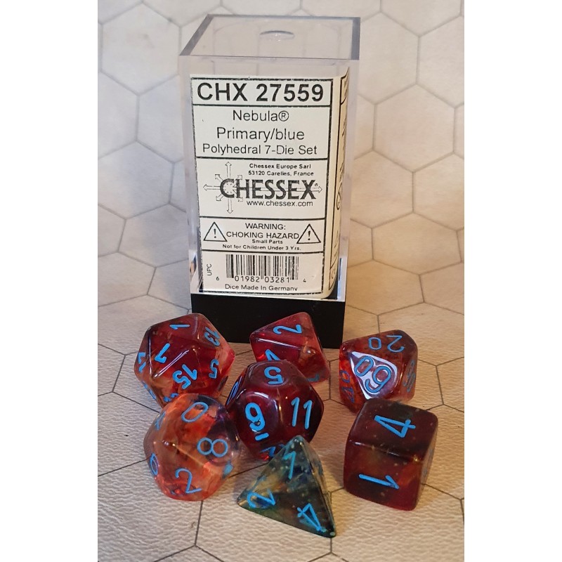 CHX27559 Nebula Polyhedral *Luminary* 7-Die Set - Primary w/Blue