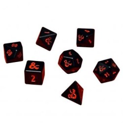 Heavy Metal 7 RPG dice set for Dungeons & Dragons - Sort m Rød
