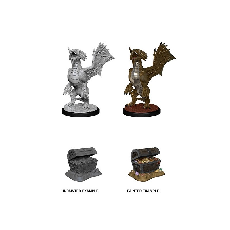 D&D Nolzur´s Miniatures Bronze Dragon Wyrmling & Pile of Sea found Treasure