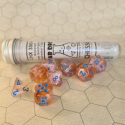 CHX30045 Lab Dice  - 7 Die Set Borealis Rose Gold/Light blue Luminary