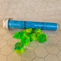 CHX30048 Lab Dice  - 7 Die Set Gemini Plasma Green-teal/Orange Luminary