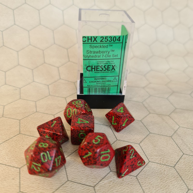 CHX25304 Speckled Strawberry Polyhedral 7-Die Set