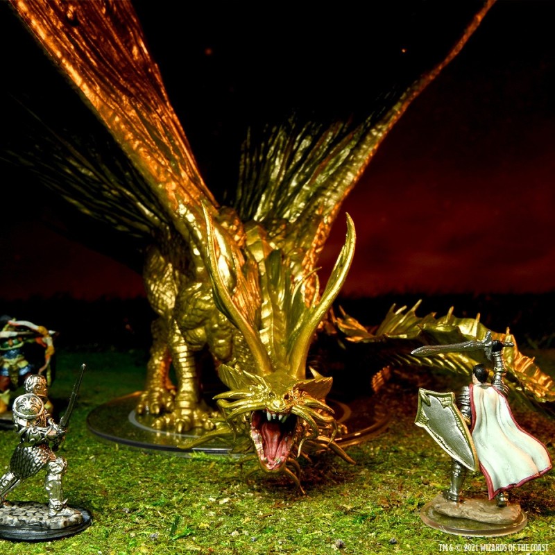 D&D Icons of the Realms Miniatures: Adult Gold Dragon Premium Figure