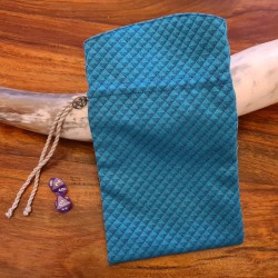 Unik - Dansk håndværk - Stor terningpose: Turkis m. mønster