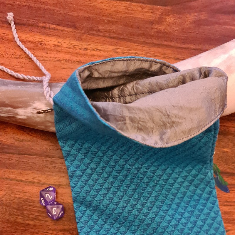 Unik - Dansk håndværk - Stor terningpose: Turkis m. mønster