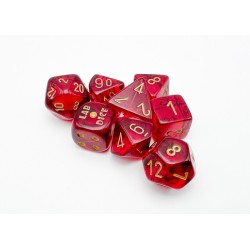 CHX30058 Chessex Lab Dice  - 7 Die Set Crimson/Gold