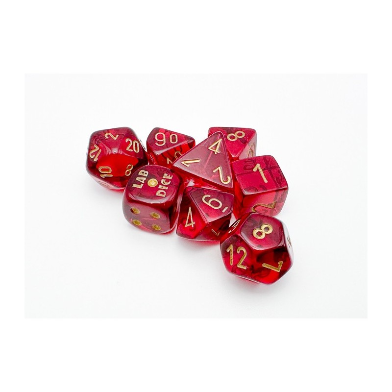 CHX30058 Chessex Lab Dice  - 7 Die Set Crimson/Gold