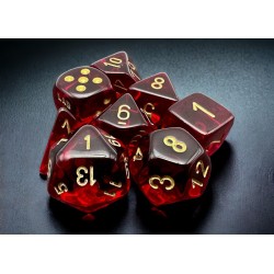 CHX30058 Chessex Lab Dice  - 7 Die Set Crimson/Gold