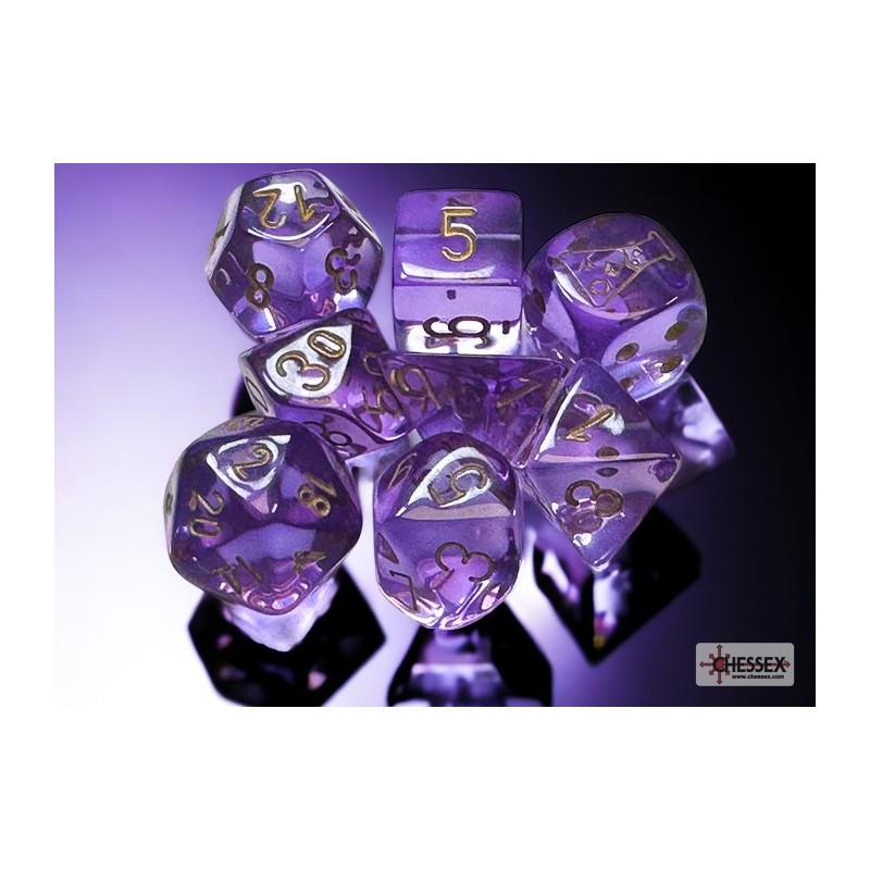 CHX30059 Chessex Lab Dice  - 7 Die Set Festive Lavender/Gold