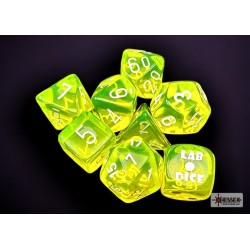 CHX30061 Chessex Lab Dice  - 7 Die Set Neon Yellow/White