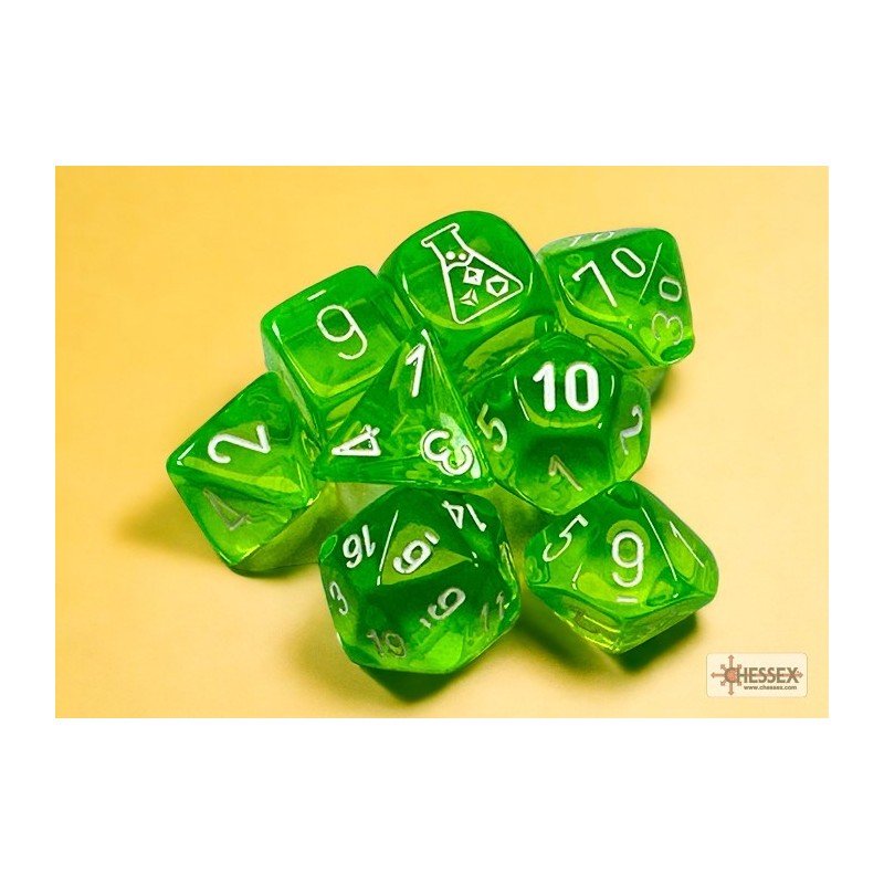 CHX30062 Chessex Lab Dice  - 7 Die Set Rad Green/White