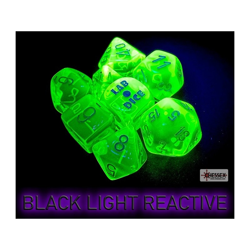 CHX30062 Chessex Lab Dice  - 7 Die Set Rad Green/White