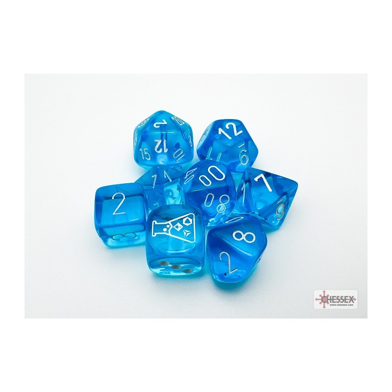 CHX30063 Chessex Lab Dice  - 7 Die Set Tropical Blue/White