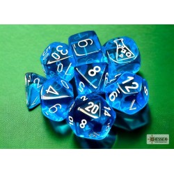 CHX30063 Chessex Lab Dice  - 7 Die Set Tropical Blue/White