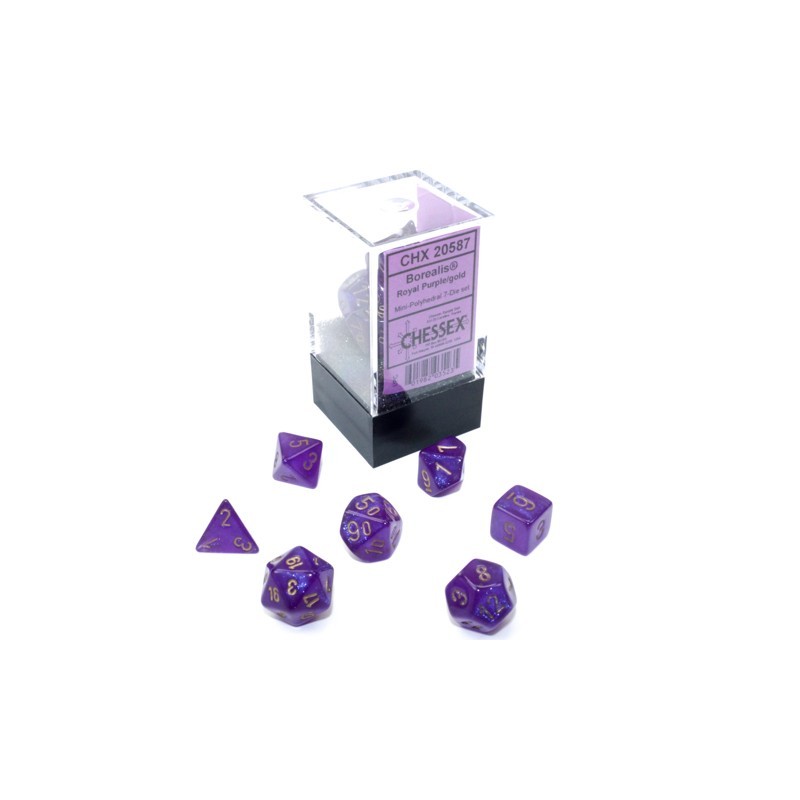 CHX20587 Borealis Royal Purple/gold Luminary Mini-Polyhedral 7-Die Set