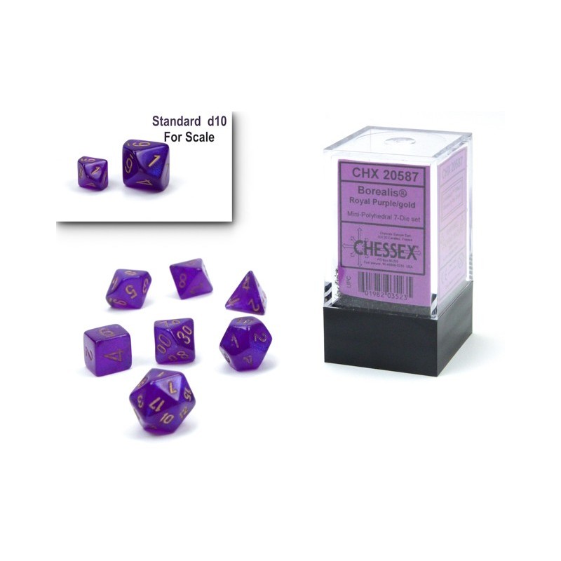 CHX20587 Borealis Royal Purple/gold Luminary Mini-Polyhedral 7-Die Set
