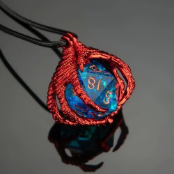 Dragon's Claw Necklace with Random D20 - Rød