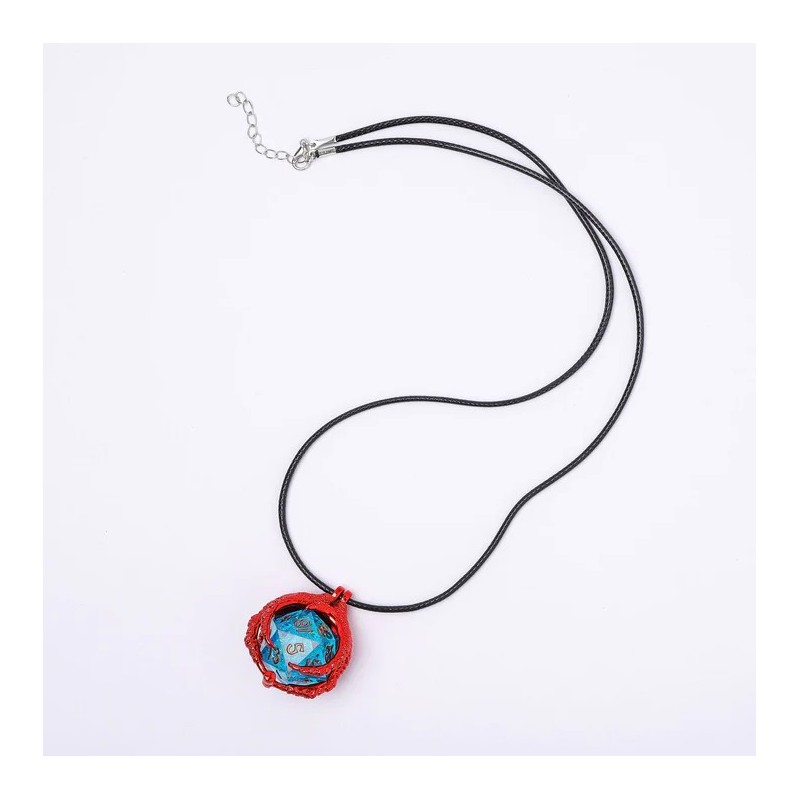 Dragon's Claw Necklace with Random D20 - Rød