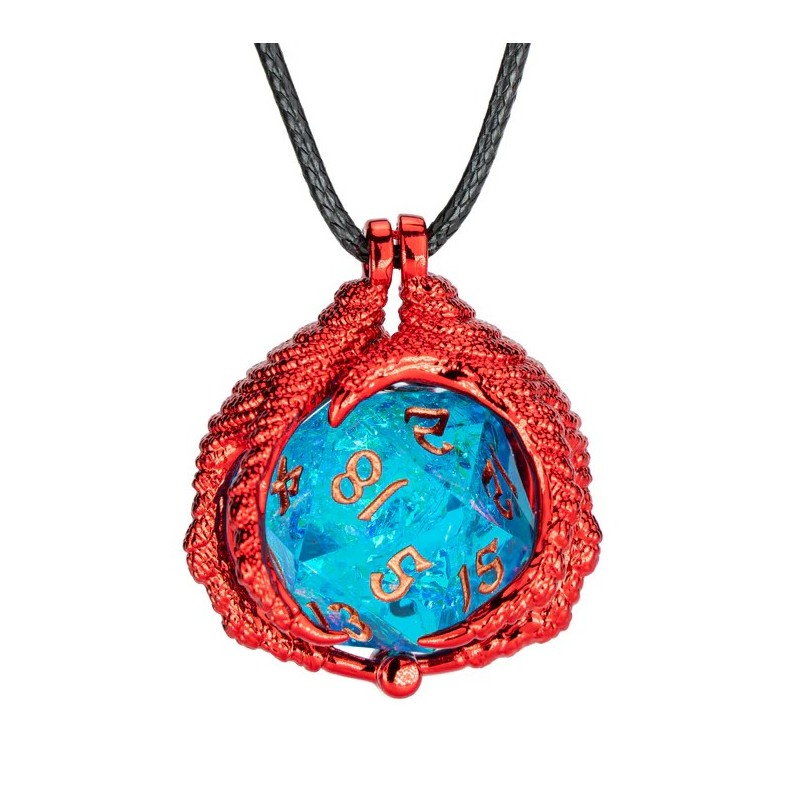 Dragon's Claw Necklace with Random D20 - Rød