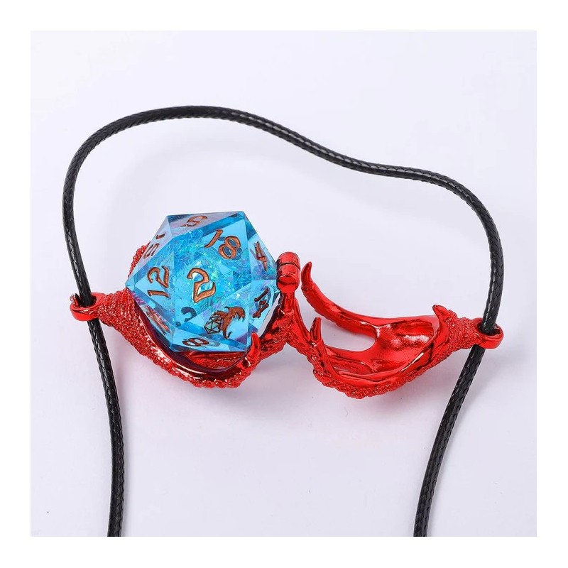 Dragon's Claw Necklace with Random D20 - Rød