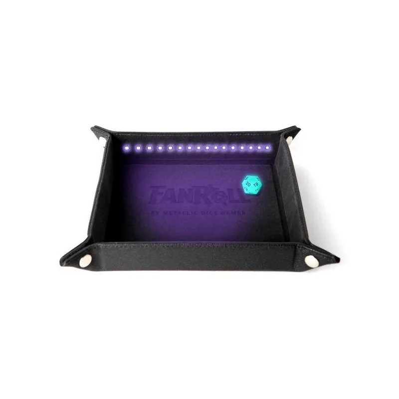 Blacklight Dice Tray with D20 - Black