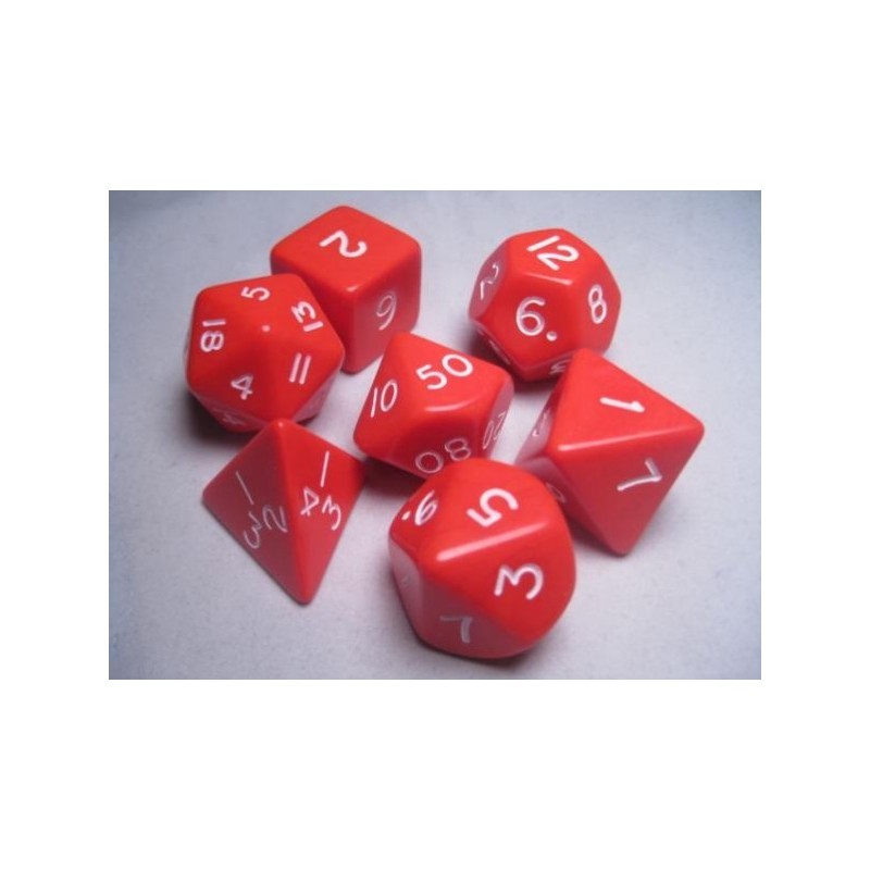 Jumbo Poly RPG Dice Set - Opaque Red with White Numbers