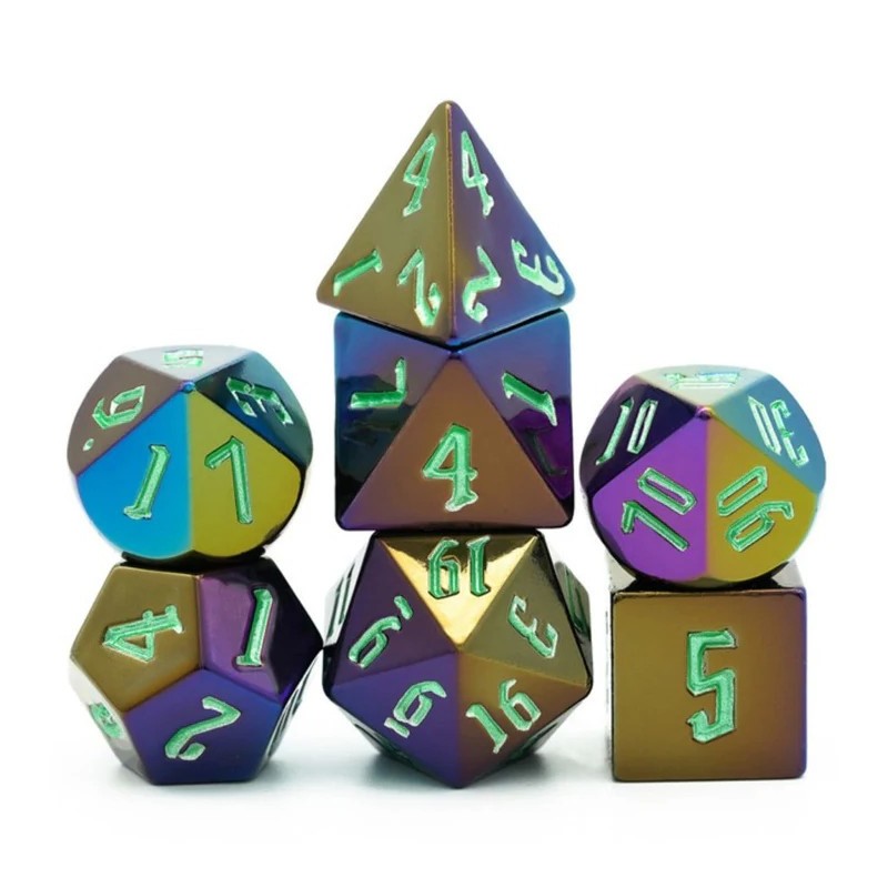 Jumbo Metallic Dice Set with Green Font