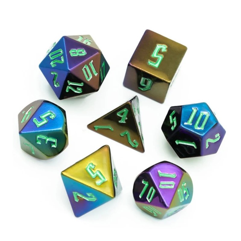 Jumbo Metallic Dice Set with Green Font