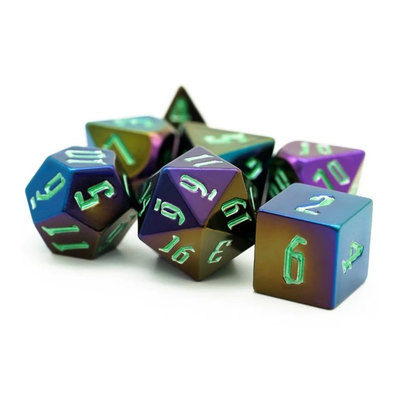 Jumbo Metallic Dice Set with Green Font