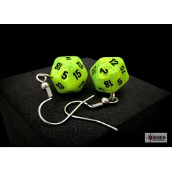 Hook Earrings - Vortex Bright Green - Mini Poly d20 Pair
