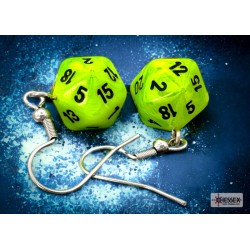 Hook Earrings - Vortex Bright Green - Mini Poly d20 Pair
