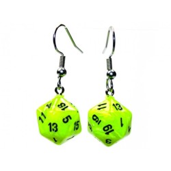 Hook Earrings - Vortex Bright Green - Mini Poly d20 Pair