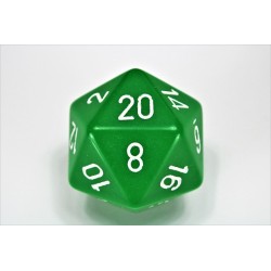 Opaque Green/White 34mm D20 Dice