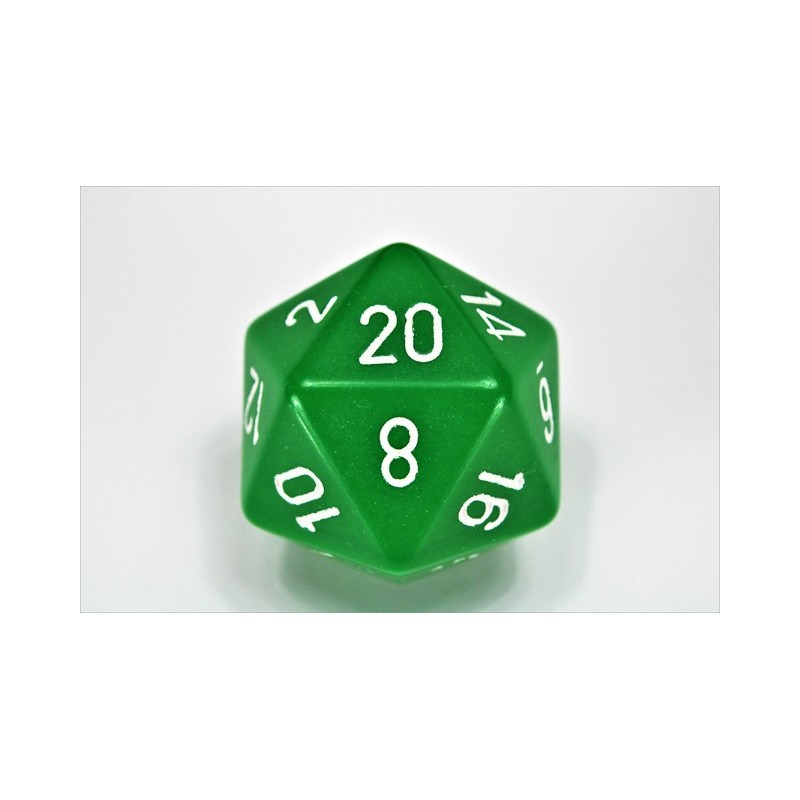 Opaque Green/White 34mm D20 Dice