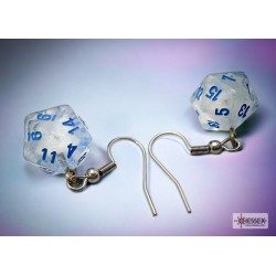 Hook Earrings - Borealis Icicle /light blue - Mini Poly d20 Pair