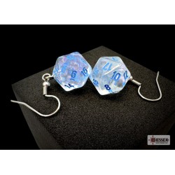 Hook Earrings - Borealis Icicle /light blue - Mini Poly d20 Pair