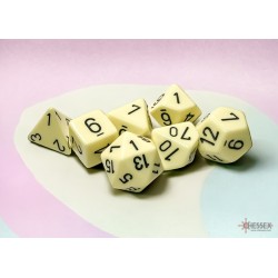 CHX25462 Opaque Pastel Yellow/black Polyhedral 7-Dice Set