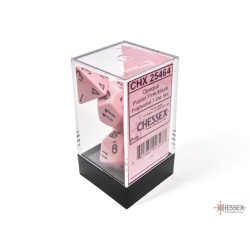 CHX25464 Opaque Pastel Pink/black Polyhedral 7-Dice Set