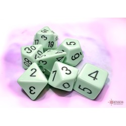 CHX25465 Opaque Pastel Green/black Polyhedral 7-Dice Set
