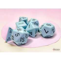 CHX25466 Opaque Pastel Blue/black Polyhedral 7-Dice Set