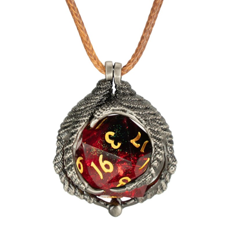 Dragon's Claw Necklace with Random D20 - Sølv